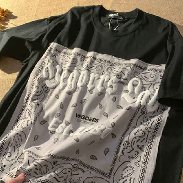 PeterWoo print loose trend casual short-sleeved T-shirt