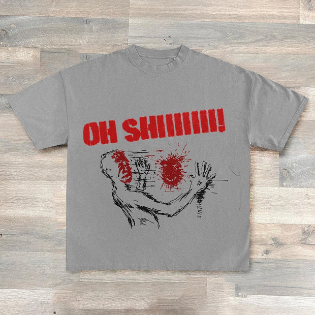 Funny Letters Print Short Sleeve T-Shirt