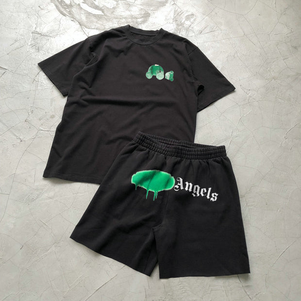 Retro fashion street short-sleeved shorts suit