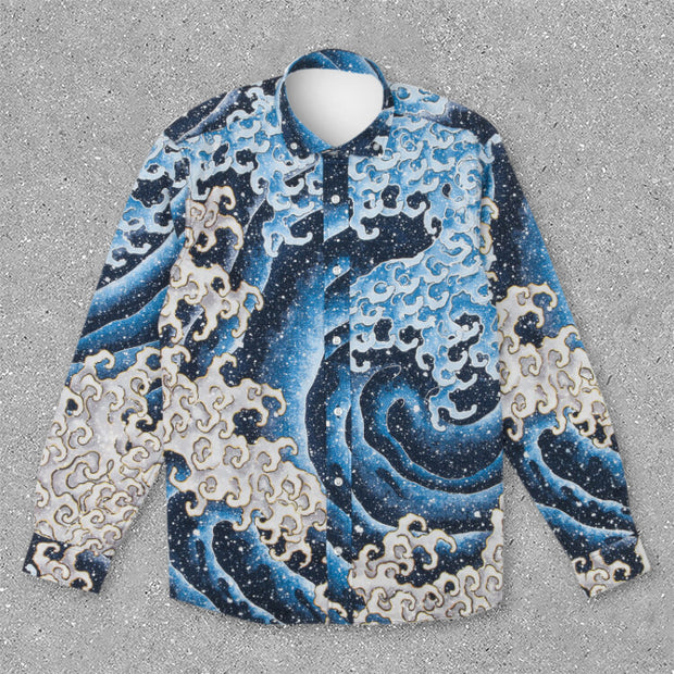 Artistic trendy printed long-sleeved shirt