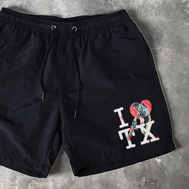 Letter Print 5 Inseam Shorts