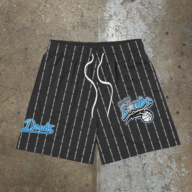 Casual Doubt Print Mesh Shorts