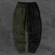 Contrast Vintage Plush Print Casual Trousers