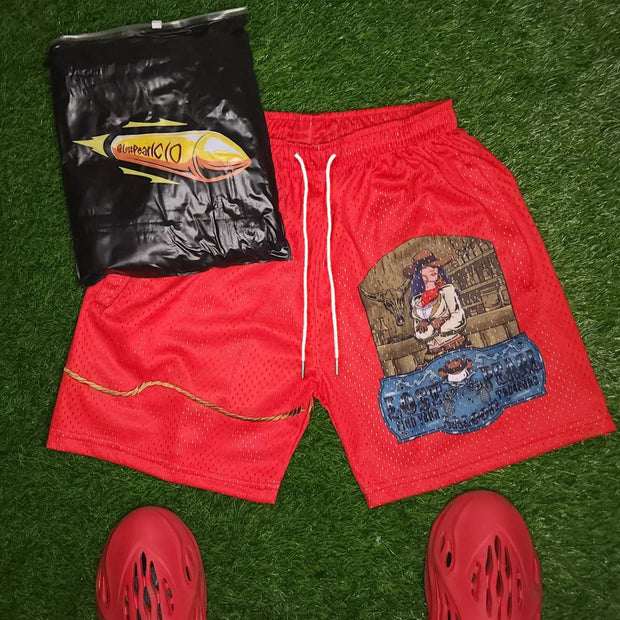 Casual Personalized Retro Print Mesh Shorts