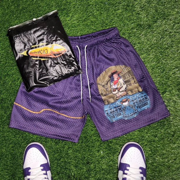 Casual Personalized Retro Print Mesh Shorts
