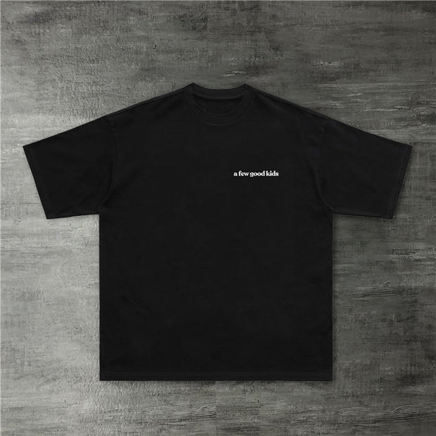 Vintage Angel Print Crew Neck Short Sleeve T-Shirt