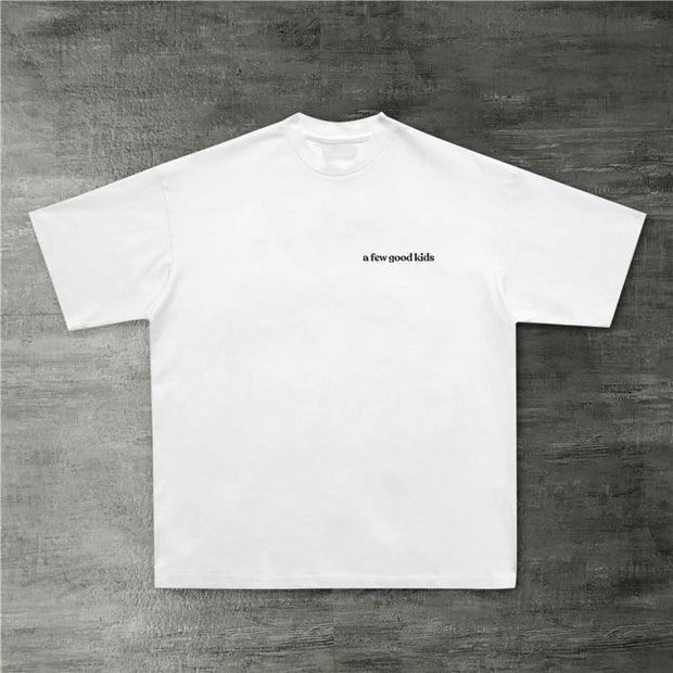 Vintage Angel Print Crew Neck Short Sleeve T-Shirt