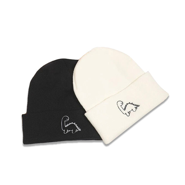 Cute embroidery dinosaur knitted hat men's Japanese warm hat