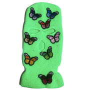 Three-dimensional bow tie rhinestone thermal knitted hat ski mask