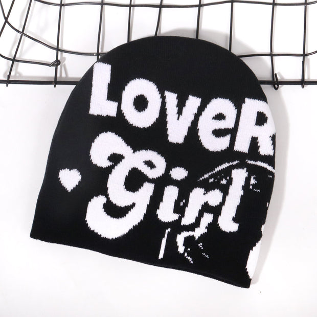 LOVER letter knitted hat
