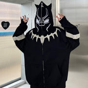 Trendy brand personality spoof full zip hoodie