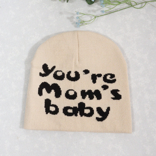 Knitted pullover English letter Y2K jacquard men's and women's hats