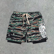 Fashionable camouflage print running gym shorts