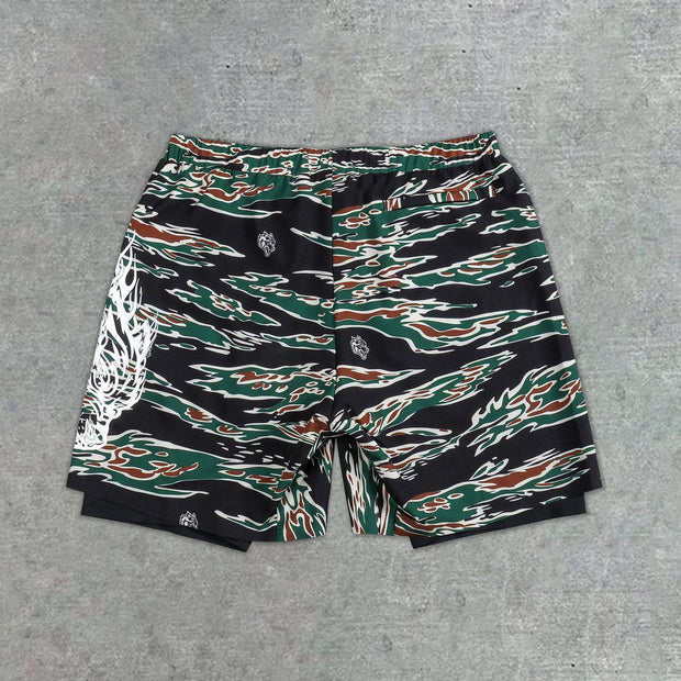 Fashionable camouflage print running gym shorts