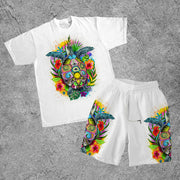 Street Fashion Turtle Print Short Sleeve Two Piece