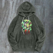 Skull Print Trendy Fashion Plush Hoodie