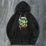 Skull Print Trendy Fashion Plush Hoodie