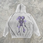 Street fashion print hooded sweatshirt
