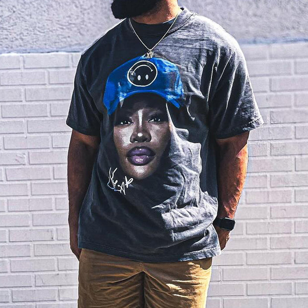 Hip-hop rap printed T-shirt