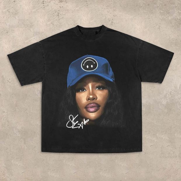 Hip-hop rap printed T-shirt