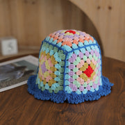 Retro hollow mosaic Zuma hand-woven colorful knitted hat