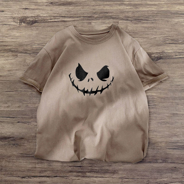 Funny Print Round Neck Loose Short Sleeve T-Shirt