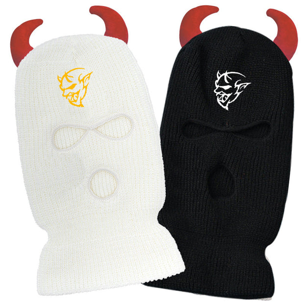 Horns devil street robber warm knitted ski mask hat