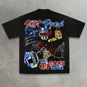 Masked Singer Casual Street Retro Hip-Hop Heavy T-shirt