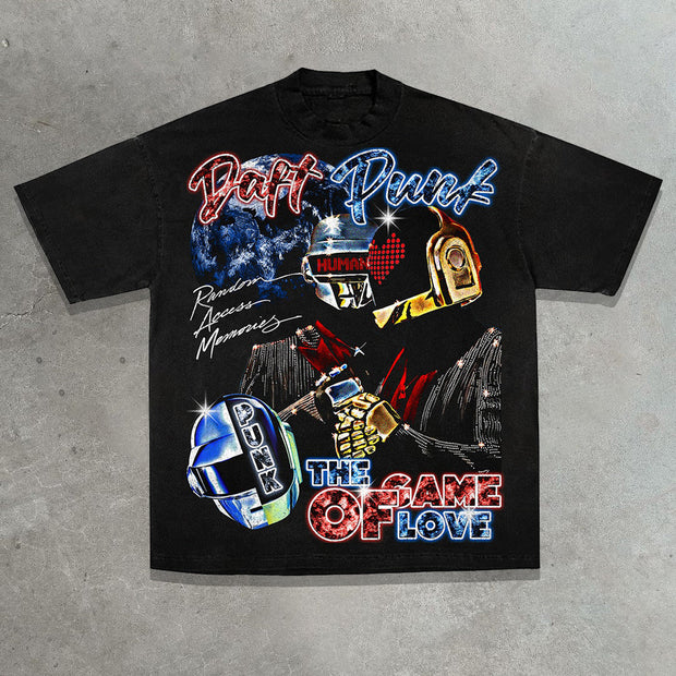 Masked Singer Casual Street Retro Hip-Hop Heavy T-shirt