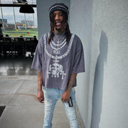 Cross skull casual street T-shirt