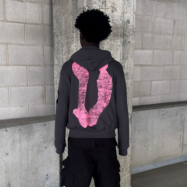Charm casual street zip-up hoodie