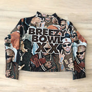 Street Style Character Print Long Sleeve Zipped Jacket