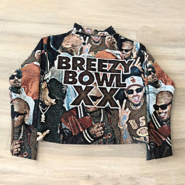 Street Style Character Print Long Sleeve Zipped Jacket