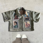 Casual Vintage Lapel Zip-Up Shirt