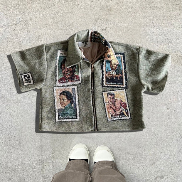 Casual Vintage Lapel Zip-Up Shirt