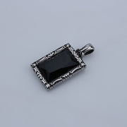 Retro style rectangular black zircon fashion stainless steel men's pendant
