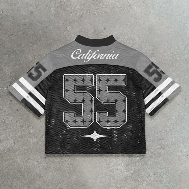 Starry sky casual street stitching mesh jersey