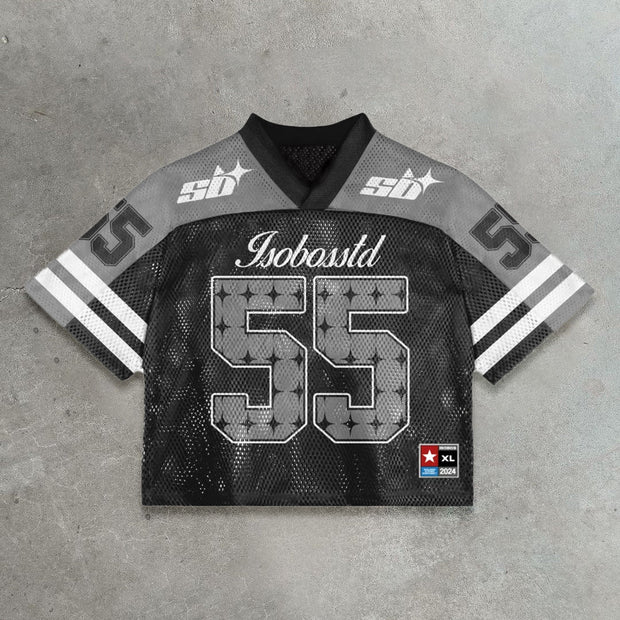 Starry sky casual street stitching mesh jersey