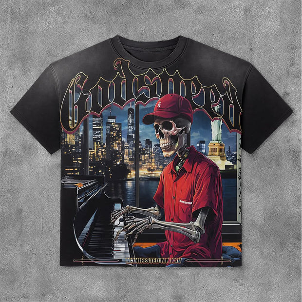 Pianist Print Short Sleeve T-Shirt