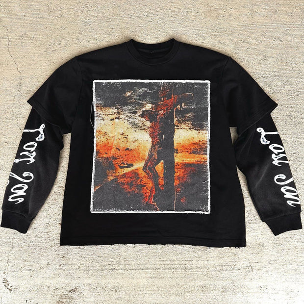 Jesus Redeemed Casual Street Fake Two Piece Long Sleeve T-Shirt