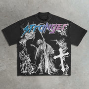 Death cross print cotton T-shirt