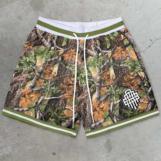 Retro Relaxed Printed Mesh Street Shorts