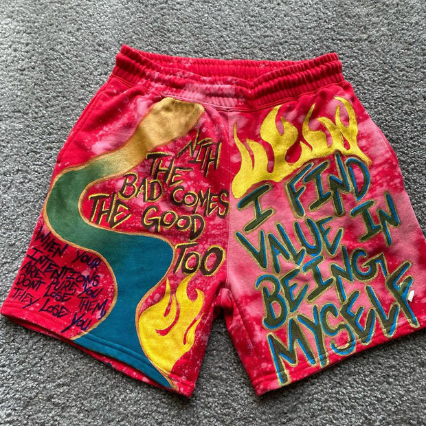 Stylish Graffiti Casual Pattern Loose Athletic Shorts