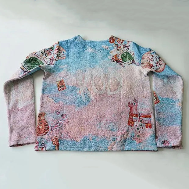 Rap King print tapestry crew neck sweatshirt