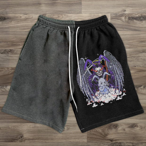 Colorblock Casual Vintage Print Street Shorts