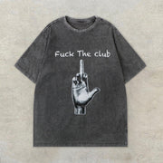 Fashion Vintage Distressed Wash Print T-Shirt