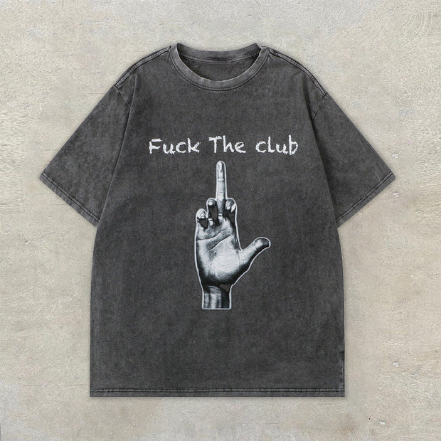 Fashion Vintage Distressed Wash Print T-Shirt