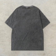 Fashion Vintage Distressed Wash Print T-Shirt