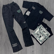Casual street dragon print T-shirt and trousers two-piece suit