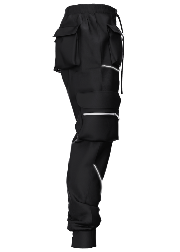 Street style multi-pocket overalls loose straight-leg trousers
